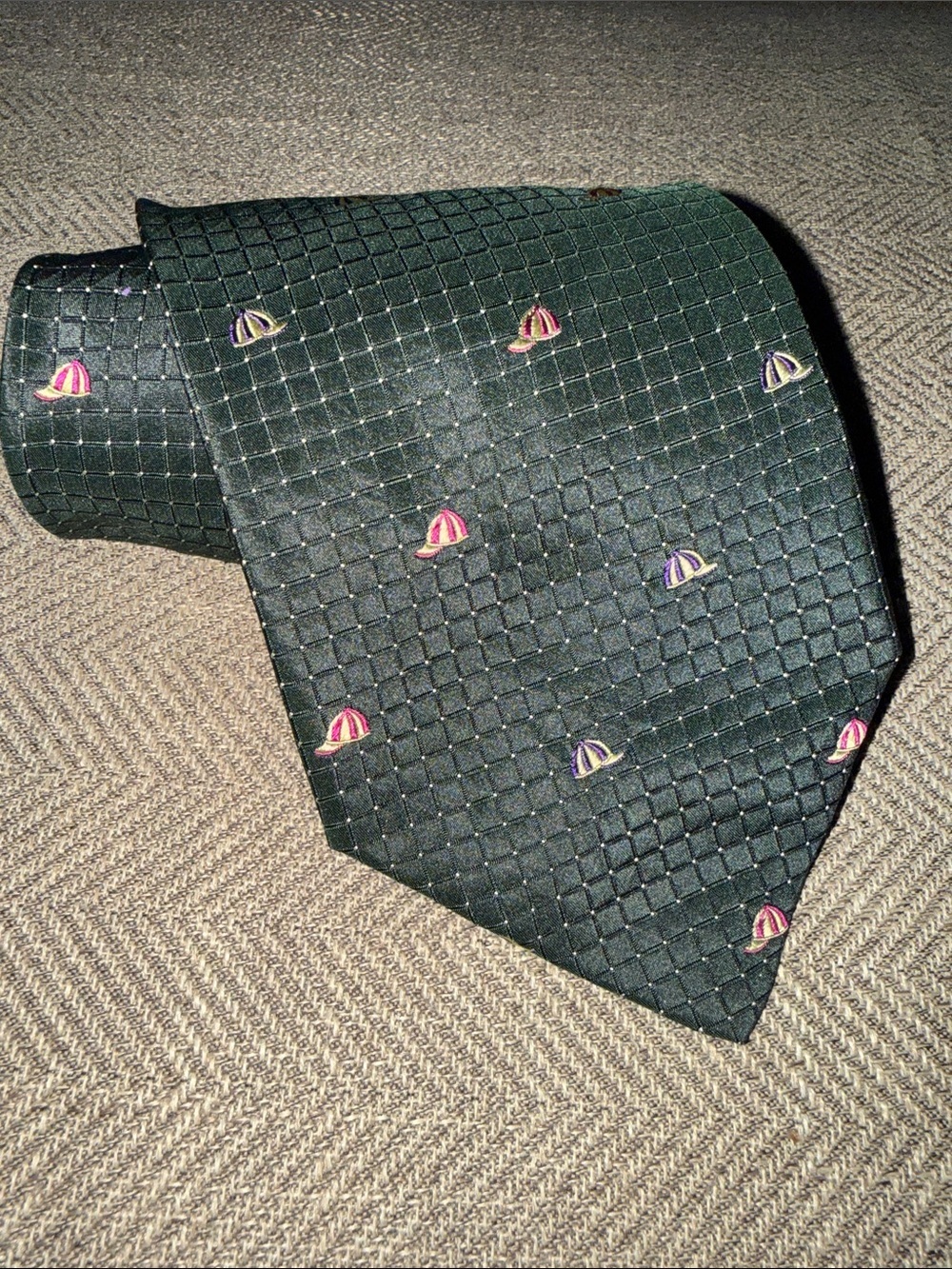 Longchamp Hunter Green 100% Silk Tie